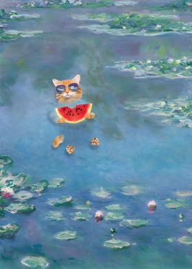 Monet Water Lily Pond Cat