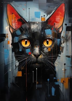 Abstract cat vivid colors