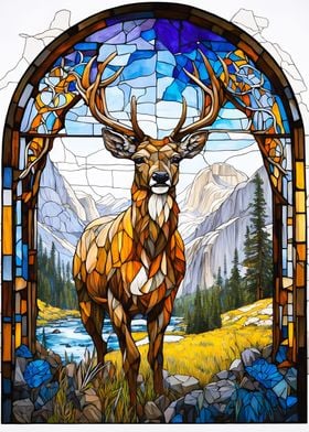 Deer Stained glass