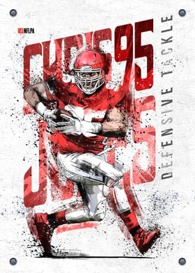 : Chris Jones Football Poster Wall Art Canvas Wall Art