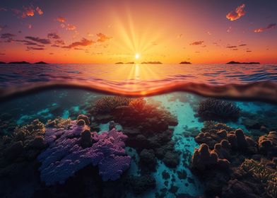 Sea Sunset Ocean Coral Zen