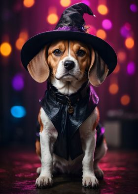 Beagle Halloween Witch