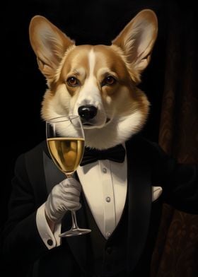 Corgi dog with tuxedo
