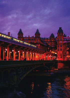 Parisian sunset bridge