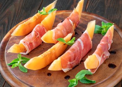 Prosciutto wrapped melon