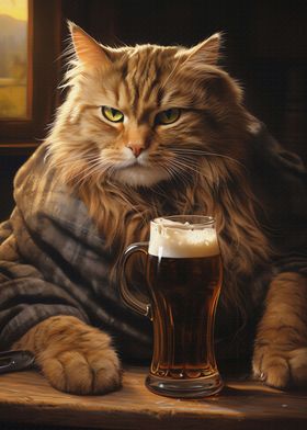 Funny Cat Beer Drink