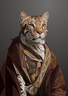 Tiger Lowpoly Engraved
