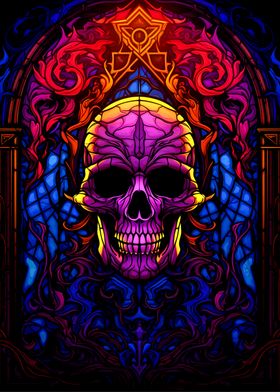 Stained Glass Skull