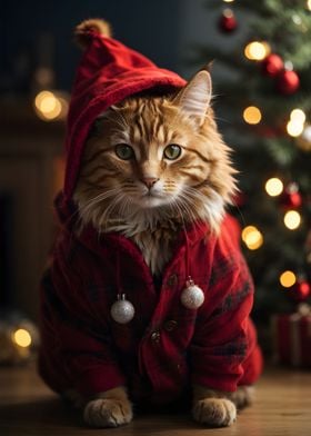 Christmas Cat Santa