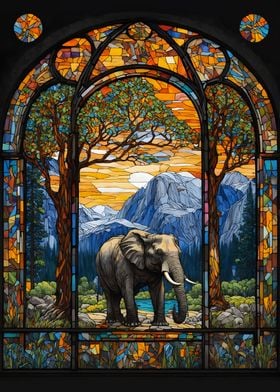 Elephant stained glass 2