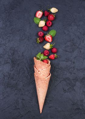 Waffle with fresh berries