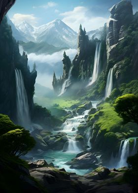 Waterfall in Forest 