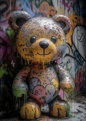 Graffiti Teddy Bear Statue
