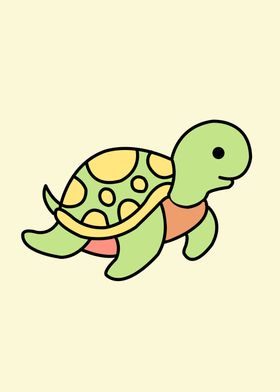 green turtle cute animal