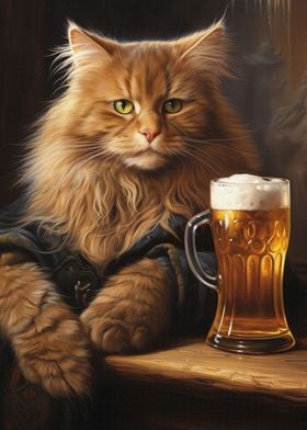 Funny Cat Beer Drink