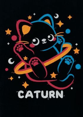 Caturn embroidery patch