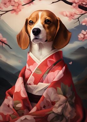 Beagle Dog In Kimono