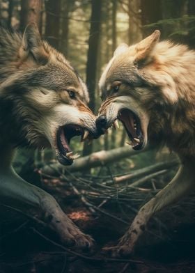 Wolfs fighting