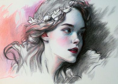 Beautiful girl drawing