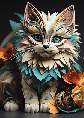 Fold Art Style Cat