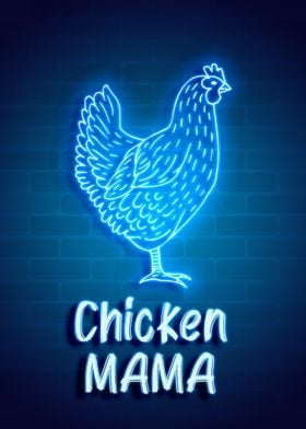 Chicken mama retro neon