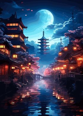 Fantasy Japan Moon