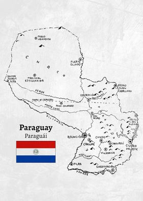 Handdrawn Paraguay Map