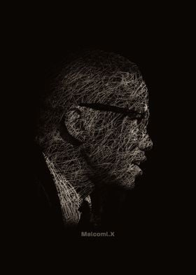 Malcolm X Scribble art