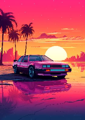 80s Sports Car Pixel Art