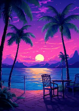 Hawaii Backyard Pixel Art