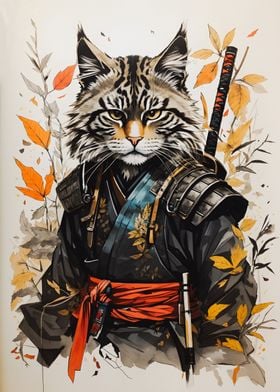 Samurai cat vintage