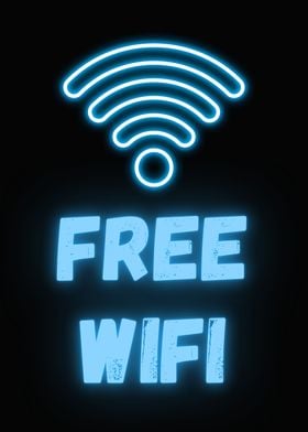 FREE WIFI NEON BLUE