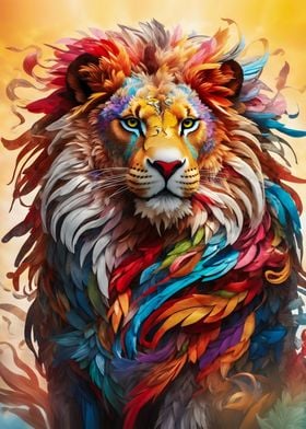 lion abstract colorful