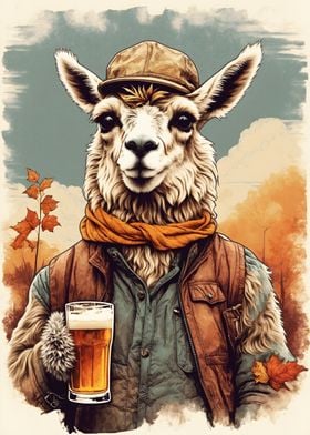 Llama Drinking A beer