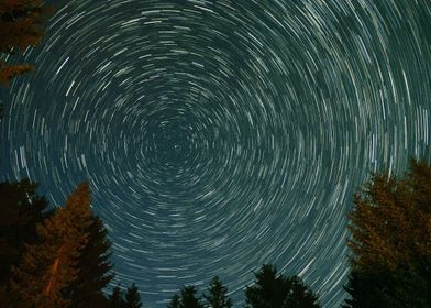 Star Trails above clearing