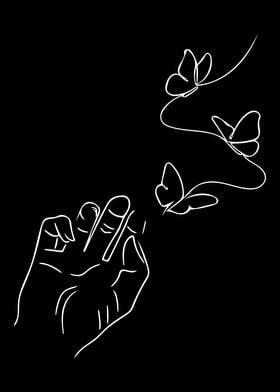 Butterfly Hands Line Art 