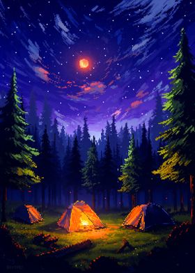 Camping Painting Tent Oil Painting Starry Night Original Art Forest  Landscape - Shop ArtByKri Posters - Pinkoi