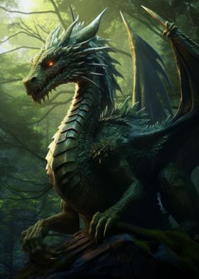 Green Dragon in Forest