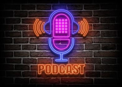 Microphone Podcast Neon