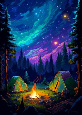 Camping Stars Pixel Art