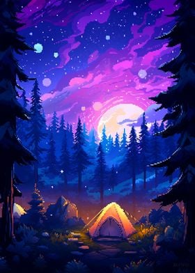 Camping Pixel Art