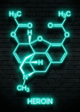 heroin neon chemical art