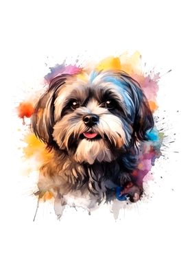 Watercolor Shi tzu Dog