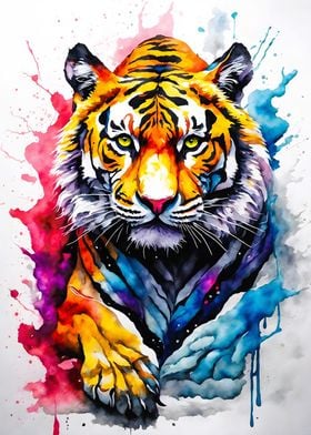 Amazing watercolor tiger