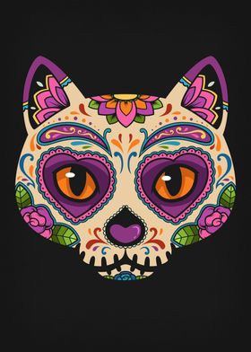 Cat Face Sugar Skull