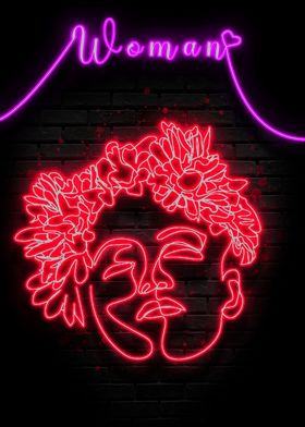 Neon Woman Red Poster