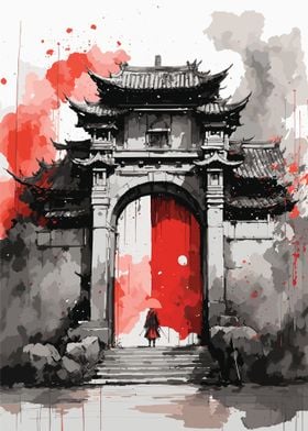 Samurai in Castle Gate