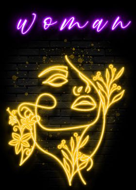 Neon Flower Woman Poster