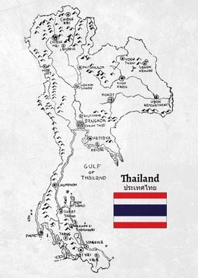 Handdrawn Thailand Map