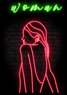Neon Woman pink Poster